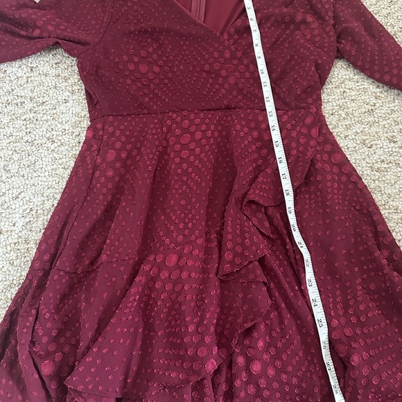 Altar’d State Chic Red Wrap Dress with Ruffled Hem and Bishop Sleeves Size M - Picture 7 of 7